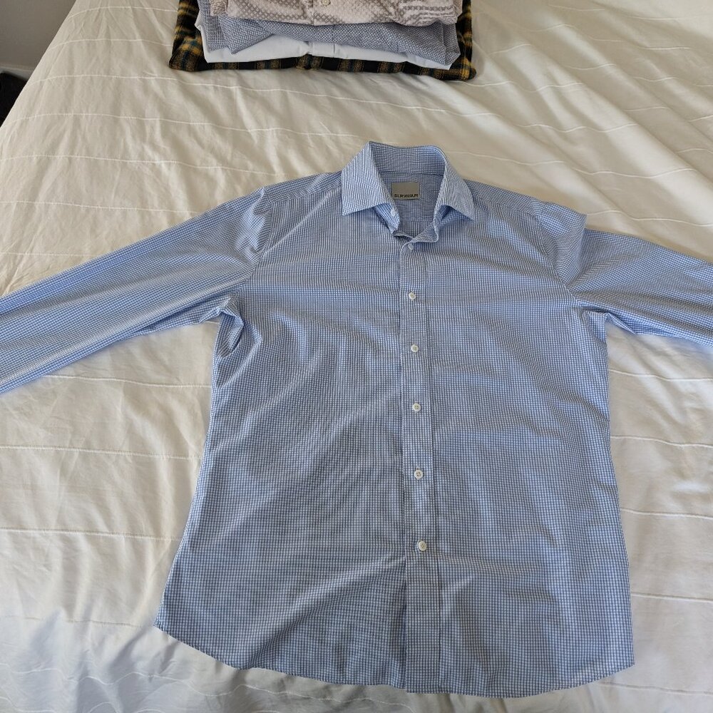 Blue windowpain Surmesur dress shirt